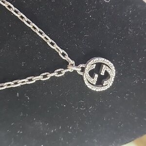 Gucci GG Gunmetal Logo Charm Sterling Silver Necklace 18in Unisex